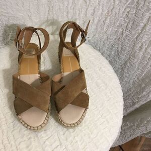 Dolce Vita Dark Tan Suede Wedges Size 8